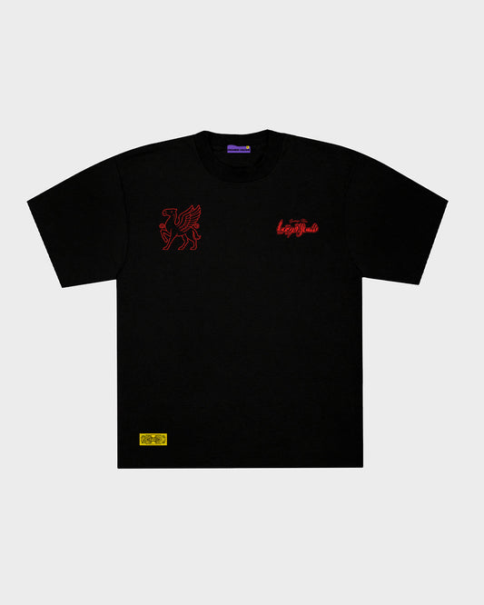 NORTH AFRICA EMBLEM T-SHIRT - BLACK/FLAME RED